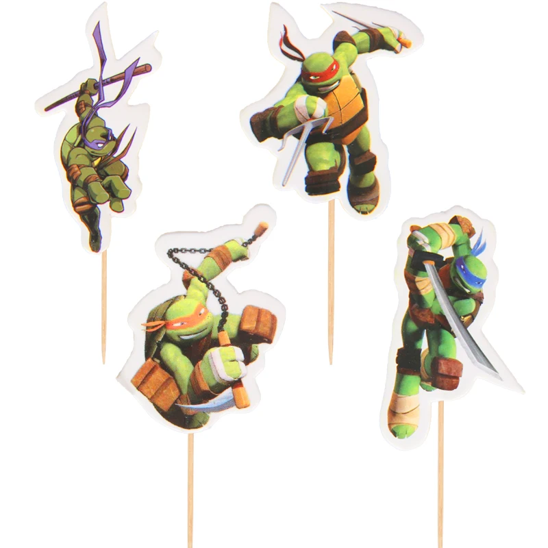 Ninja Turtle 24 шт. мультяшный Единорог тематический Топпер для кексов украшения торта украшения для дня рождения Детские вечерние принадлежности для девочек - Цвет: Ninja Turtle