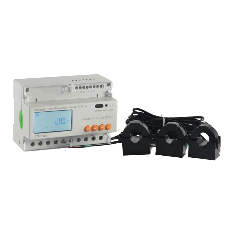 

Acrel DTSD1352/CT/C Max 100A With 3 split core current Sensors Solar Kwh Meter Included Modbus RTU RS485 Din Rail Energy Meter