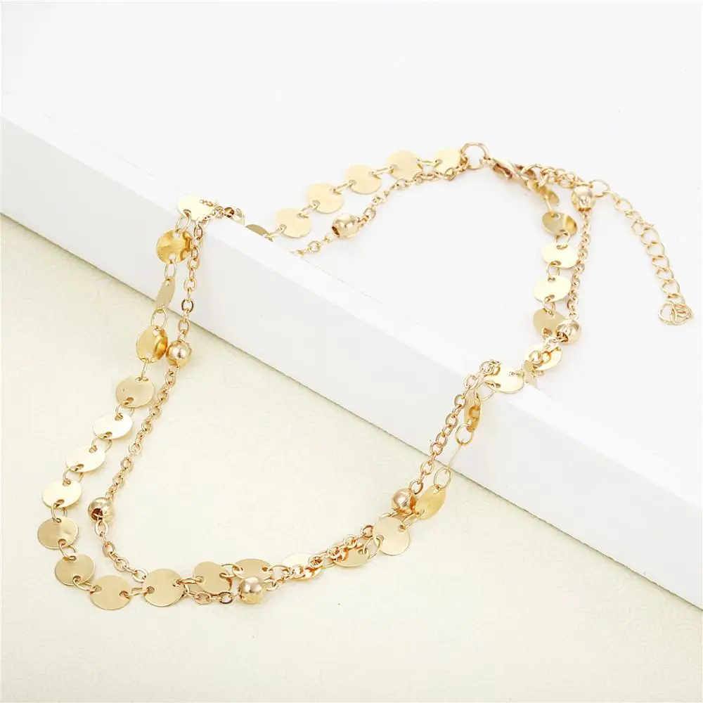 Laramoi ожерелье чокер цепь красивое круглый кулон с блестками многослойное