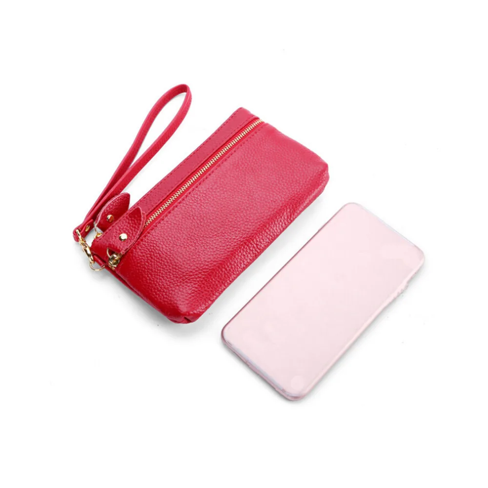 Женский клатч на молнии модный длинный кошелек для телефона простой дамский с