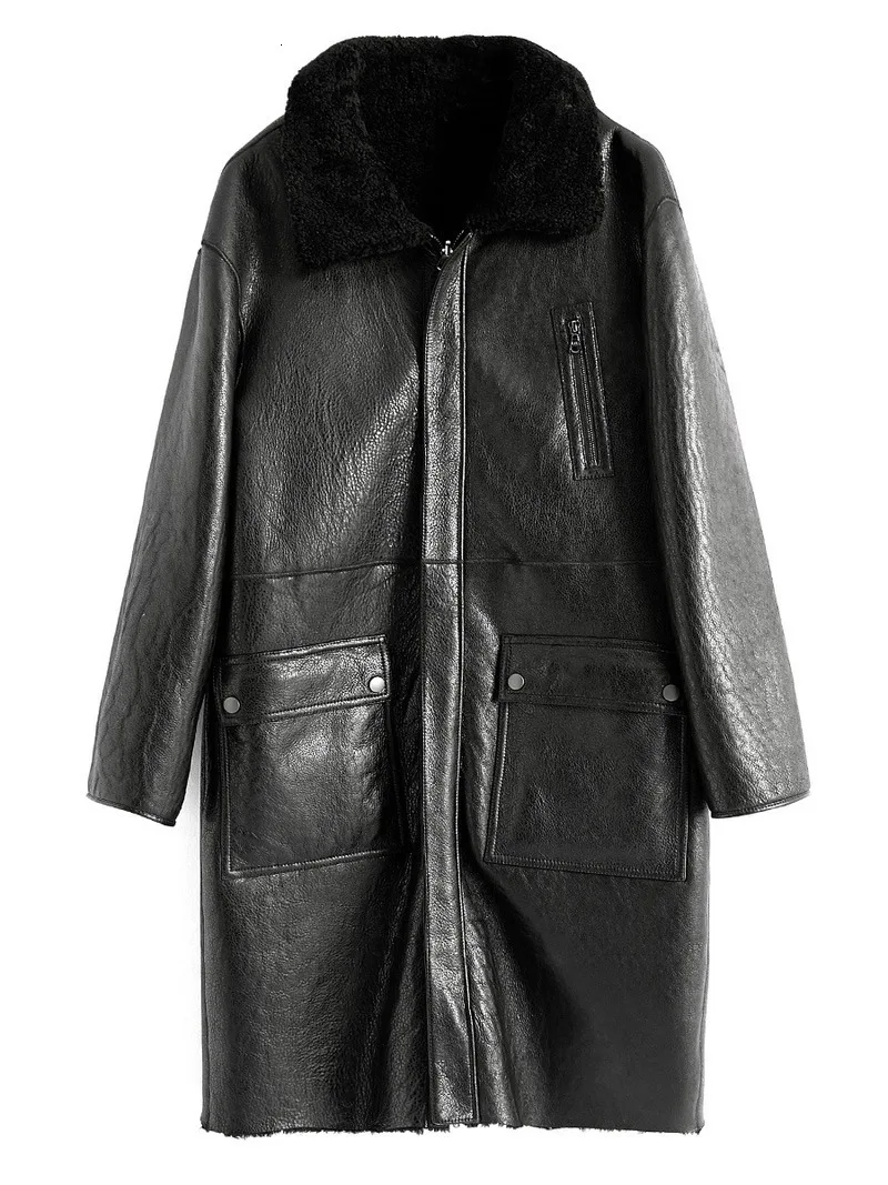 Шуба мужская из натуральной овечьей шерсти двусторонняя длинная 18281 | Мужская