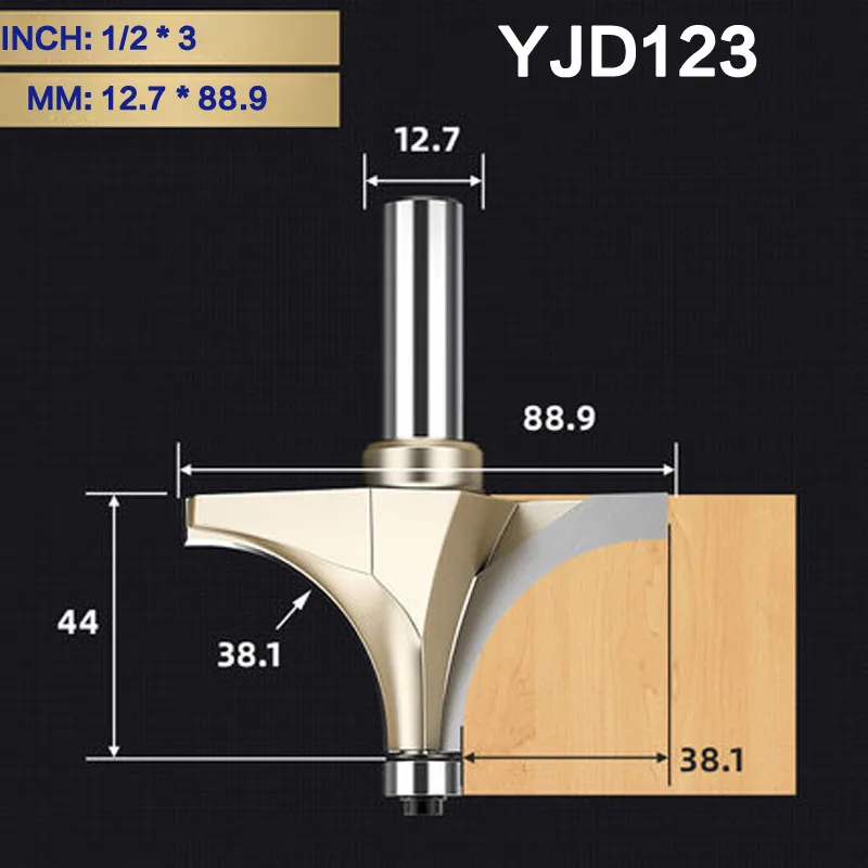 YJD123 Tideway круглая фреза для отделки кромки бит 1/" хвостовик для деревообрабатывающего инструмента 2 Флейта концевая фреза с подшипником Фрезерный резак Угловой - Длина режущей кромки: YJD123