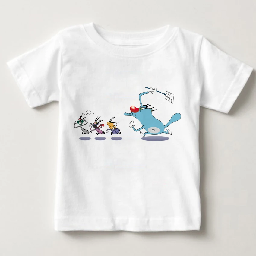 

2020 Summer Children T shirt Oggy and The Cockroaches Children's Short Sleeved T-shirt Boy Girl Pure Cotton Breathable T-shirt