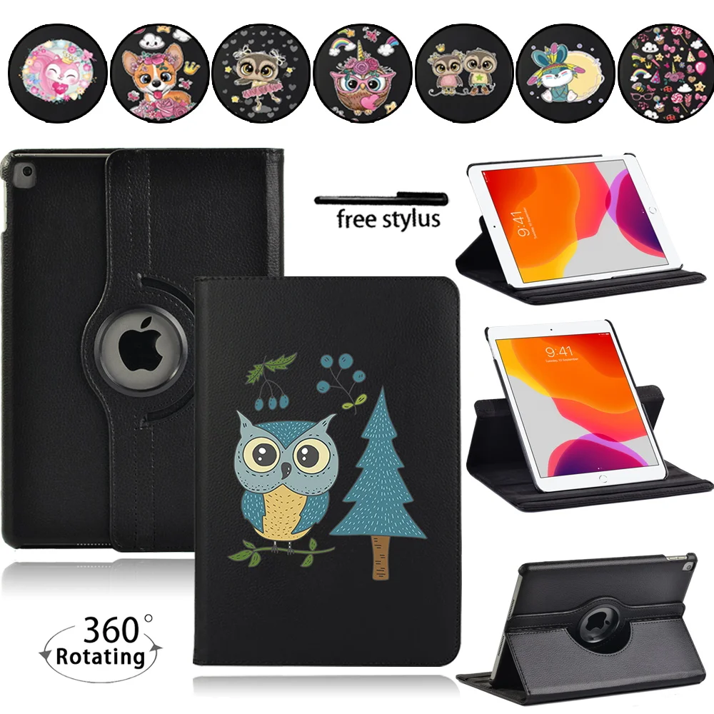 

For Apple IPad 2/3/4/IPad 8/IPad Mini 1/2/3/4/5/ipad (5th/6th/7th Gen) 360 Tablet Rotating Case Leather Protective Cover+ Stylus