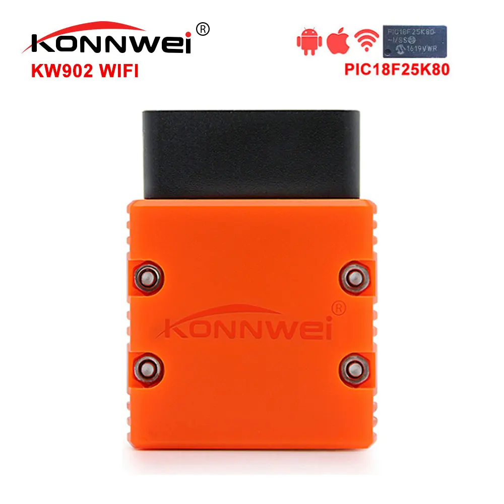 ELM327 V1.5 PIC18F25K80 wifi KW902 Konnwei elm 327 OBD2 сканер работает на Android/IOS как ICAR2 OBDII диагностический инструмент