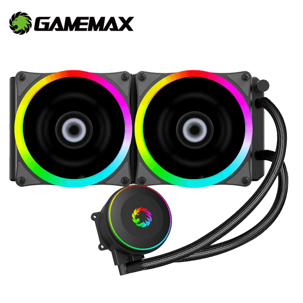 

Чехол для ПК Gamemax, RGB-кулер для жидкости, 2x1151/2011 мм RGB-вентилятор, кулер для процессора, радиатор водяного охлаждения для Intel LGA1120/+ AM3/AM4