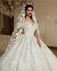 Роскошное 3D кружевное бальное платье с открытыми плечами и цветами, свадебные платья, винтажное платье принцессы, Саудовский, Арабский Дубай, размера плюс, свадебное платье