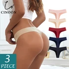 CINOON 3 шт.лот, модные сексуальные стринги, женские трусики с низкой талией, бесшовное мягкое нижнее белье, удобное t-образное женское нижнее белье