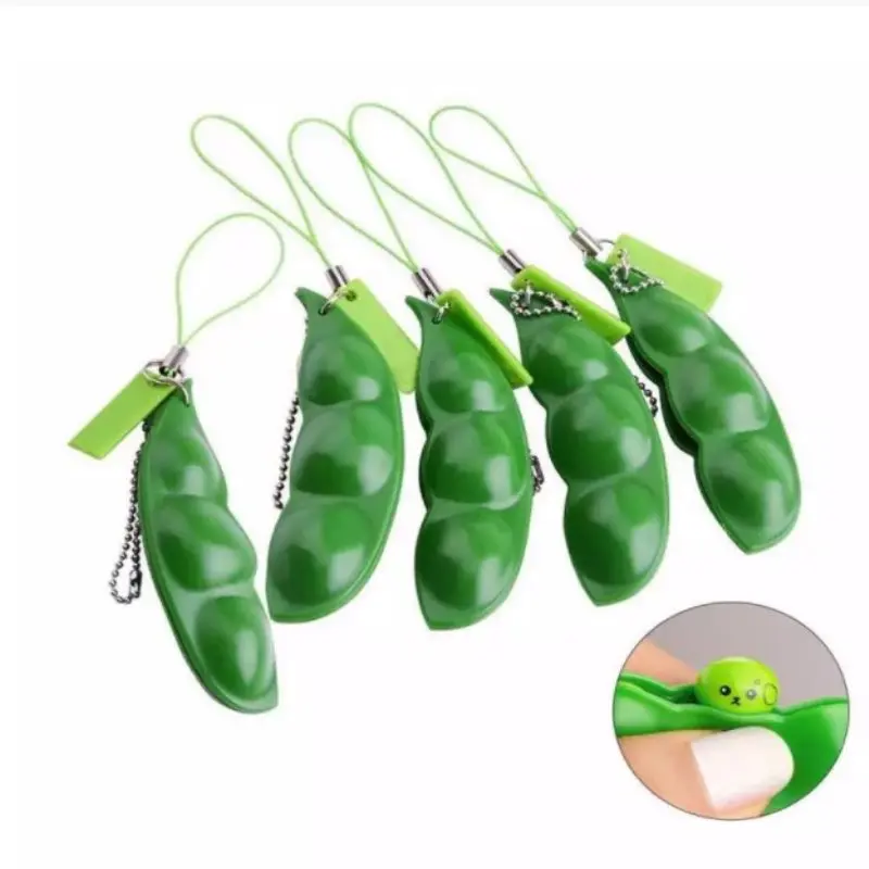 

Fidget Toys Decompression Edamame Toys pop it Squishy Squeeze Peas Beans Keychain Cute Stress Toy Rubber Boys Birthday Gifts