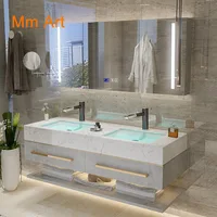 2021 Popular Modern Wall Mounted Bathroom Vanity , Vanities Bathroom cabinet With marble Vanity Top