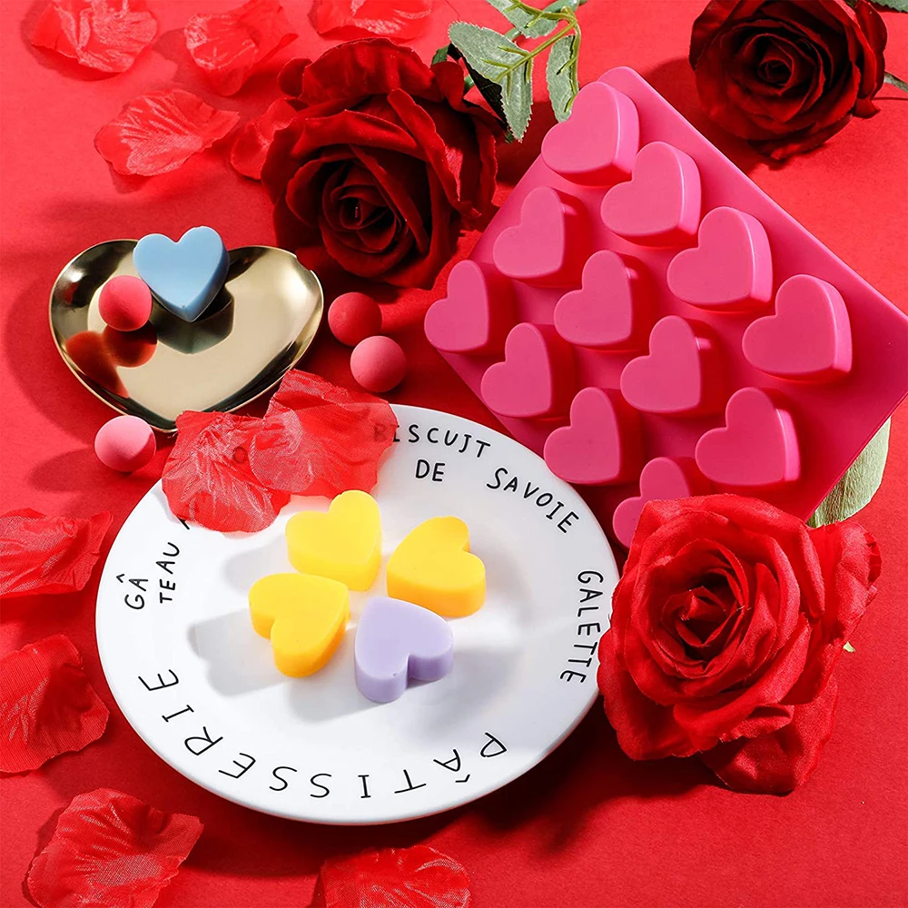 12 Ёмкость сердце фигурные силиконовые формы Fondant (сахарная) и красивым принтом