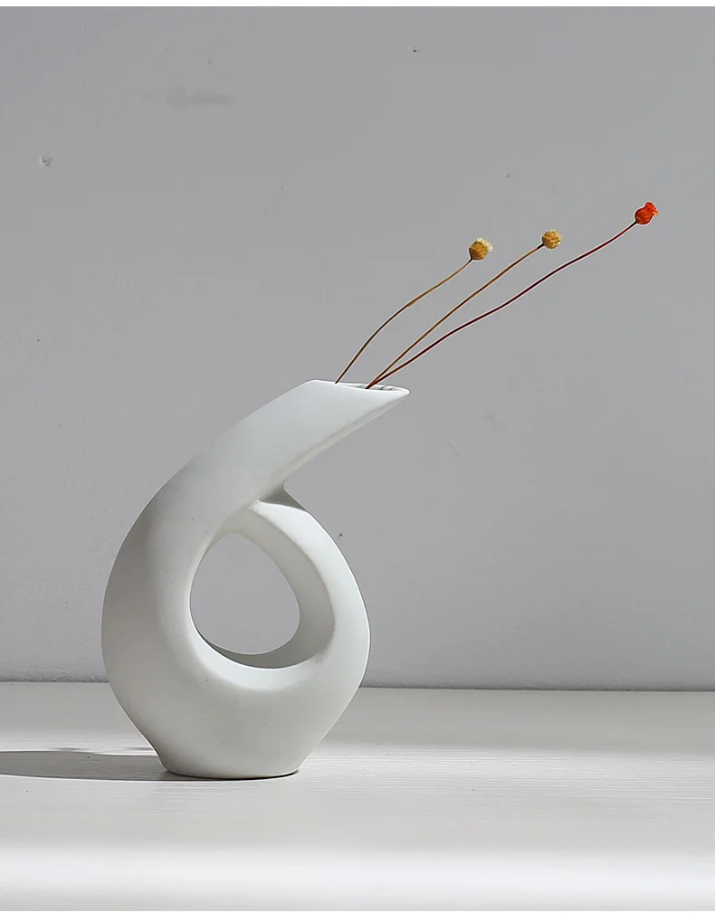 

Nordic Style Ceramic White Vase Modern Minimalist Vase Table Centerpieces Vases For Fireplace Decor Living Room Home Decoration