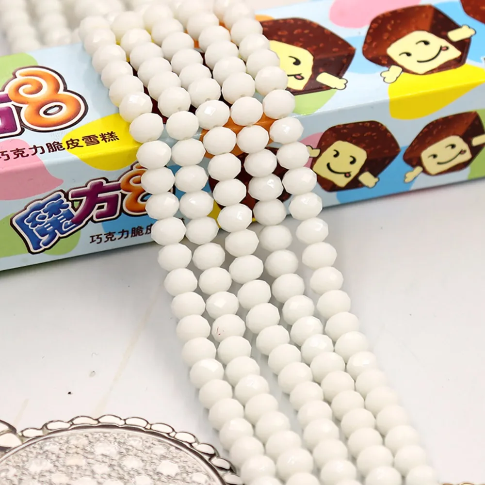 Граненые стеклянные бусины круглой формы белые фарфоровые аксессуары для