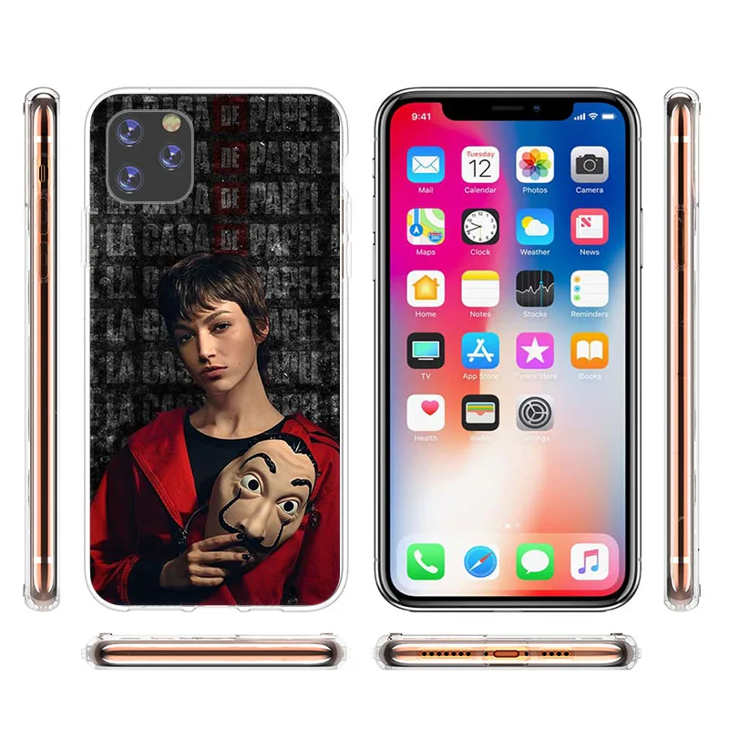 Чехол Бумажный для телефона iphone 13 12 11 Pro XS MAX 7 8 X XR SE2020 13mini La casa de papel Мягкий