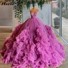 Арабский; Фиолетовое Пышное вечернее платье, держащих букет невесты на свадьбе, платья, жемчужное платье для выпускного вечера Дубай; Платье с фатиновой юбкой Вечерние Ночные сорочки 2021 Vestidos De Fiesta