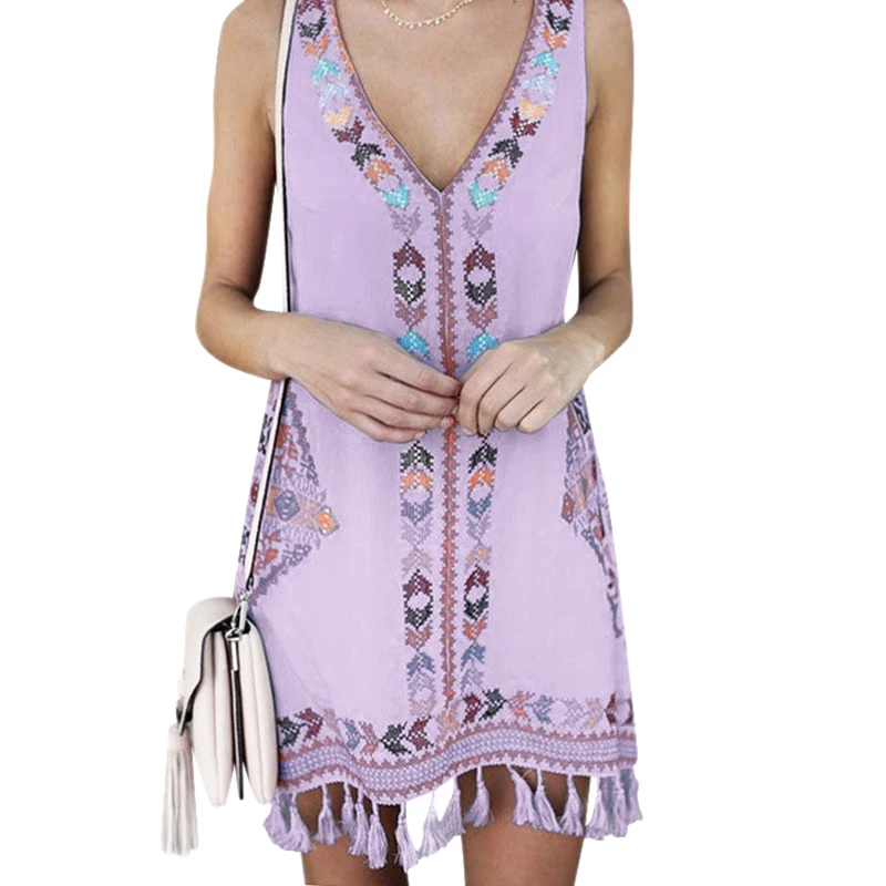 

Spring and summer fashion summer loose A word version hem fringed ethnic style plus size printed dress dress vestidos vestido dr