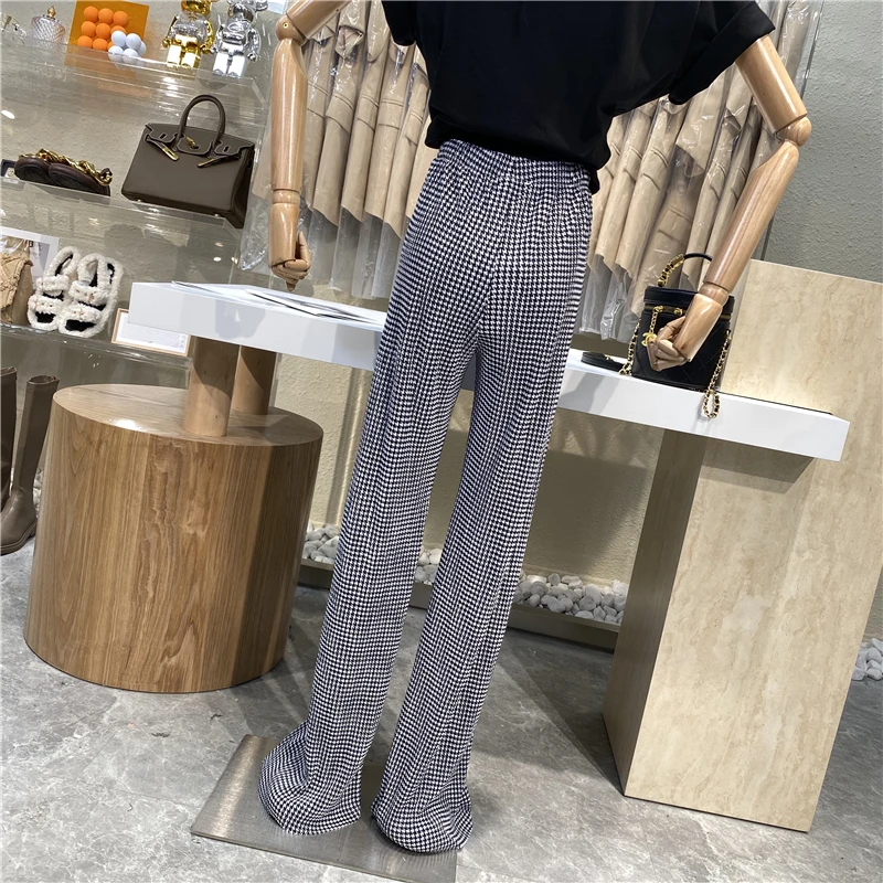 

Brand Original Design Thousand Bird Style High Waist Pants 2021 New Versatile Casual Personality Wide Leg Flared Pants