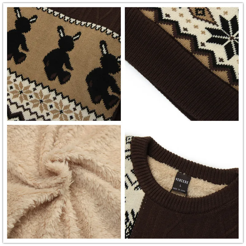 

SEVEYFAN 2021 Men's Sweater Color-Blocking Plus Velvet Sweater Winter New Autumn Winter Thick Loose Korean Fashion Sweater
