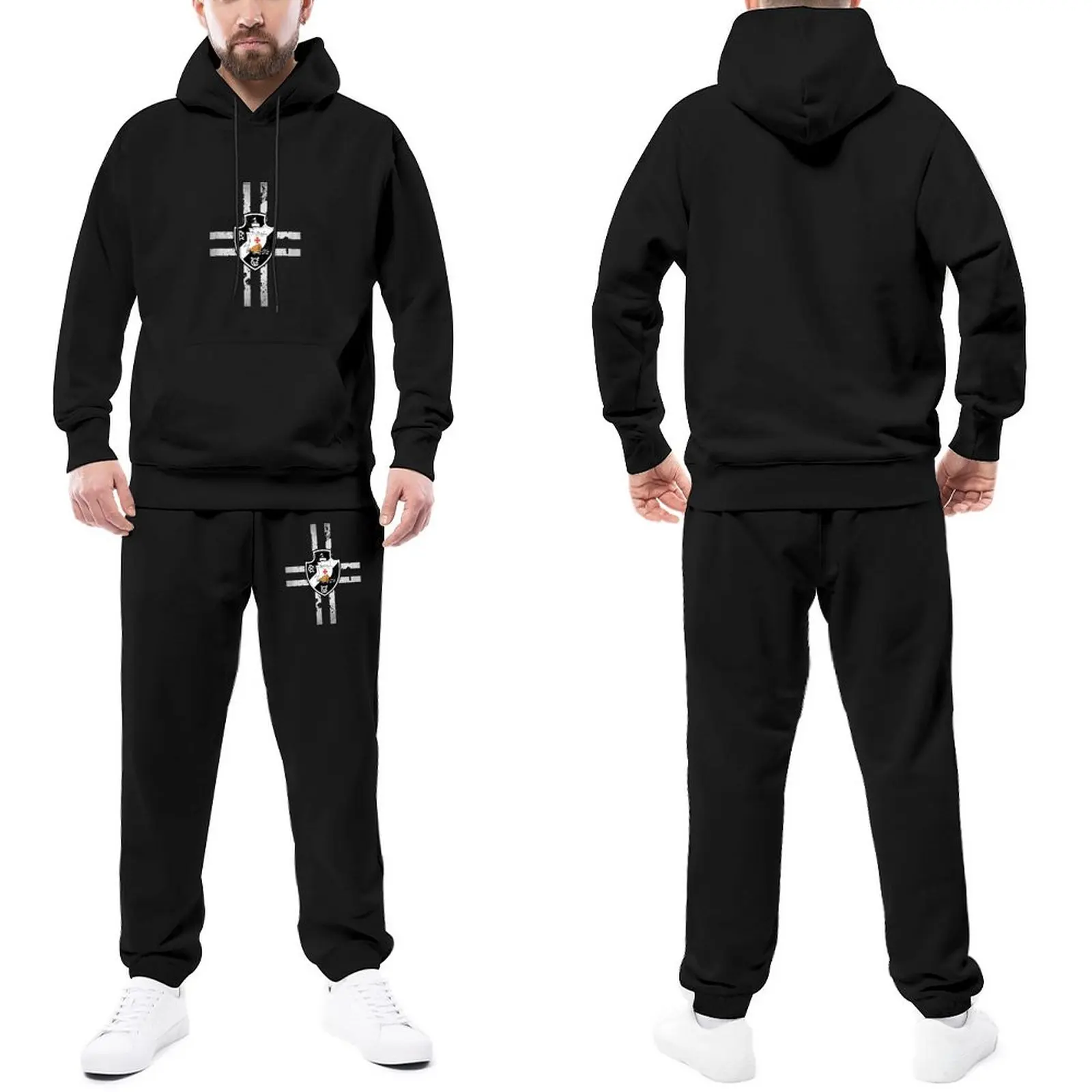 

Vasco Da Gama Mens Tracksuit Set Vasco Black INK Fashion Sweatsuits Men Sweatpants and Hoodie Set Fishing