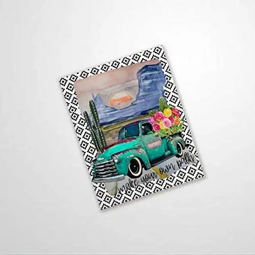 

Make Your Own Path Old Truck and Cactus Sunset S Custom Aluminum Metal Sign