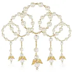 100 шт слоновой кости Цвет подарки на крещение с ангелами мини четки позолоченный акриловый бисер сувениры Причастие сувениры палец Rosari