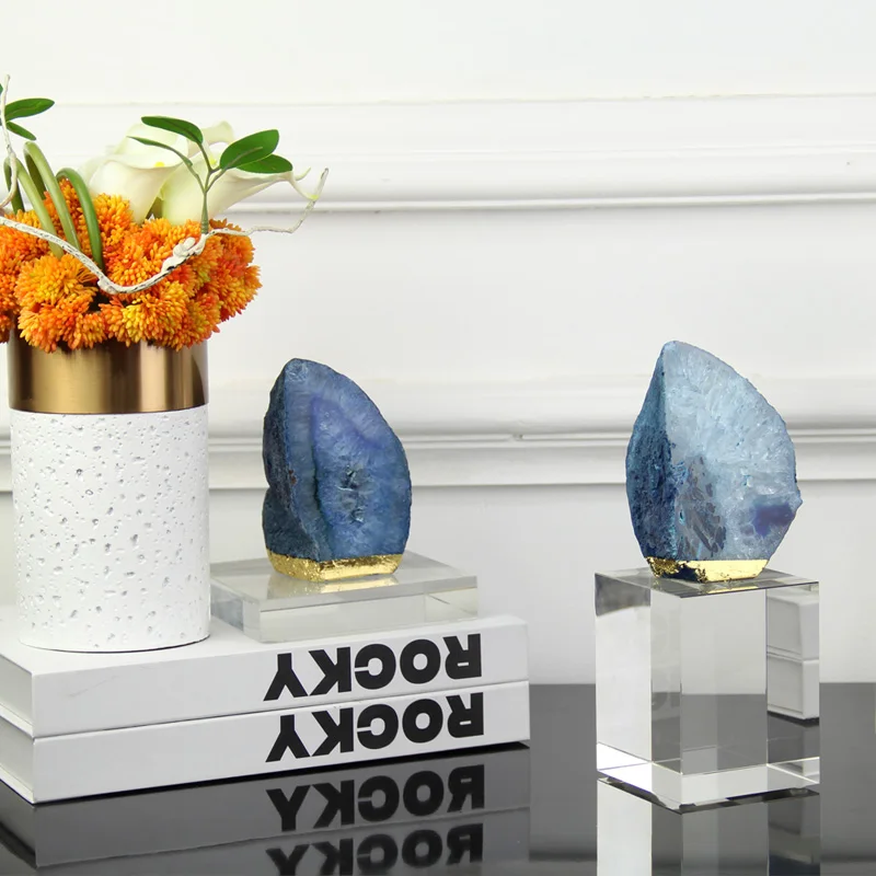 Современная синяя статуя из натурального агата аксессуары для домашнего декора