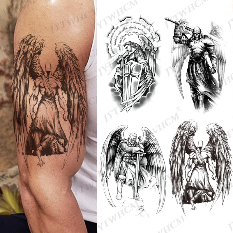 Водостойкая Временная тату наклейка волчьи края ангел лес солнце птица Череп