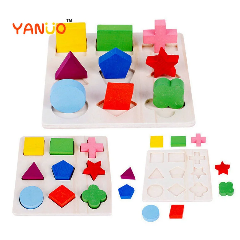 

YANUO Wooden Geometric Puzzle Equal Parts Cognitive Board Matching Shape Segmentation Montessori Children's Educational Toys