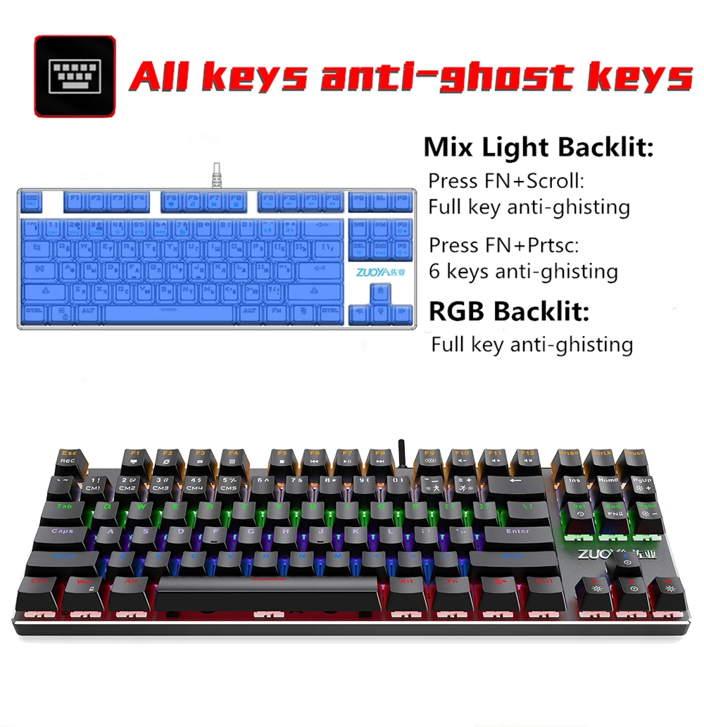 gaming mechanical keyboard wired gaming anti ghosting 104 keycaps with rgb backlight russian keyboard gamer ergonomic for pc l free global shipping