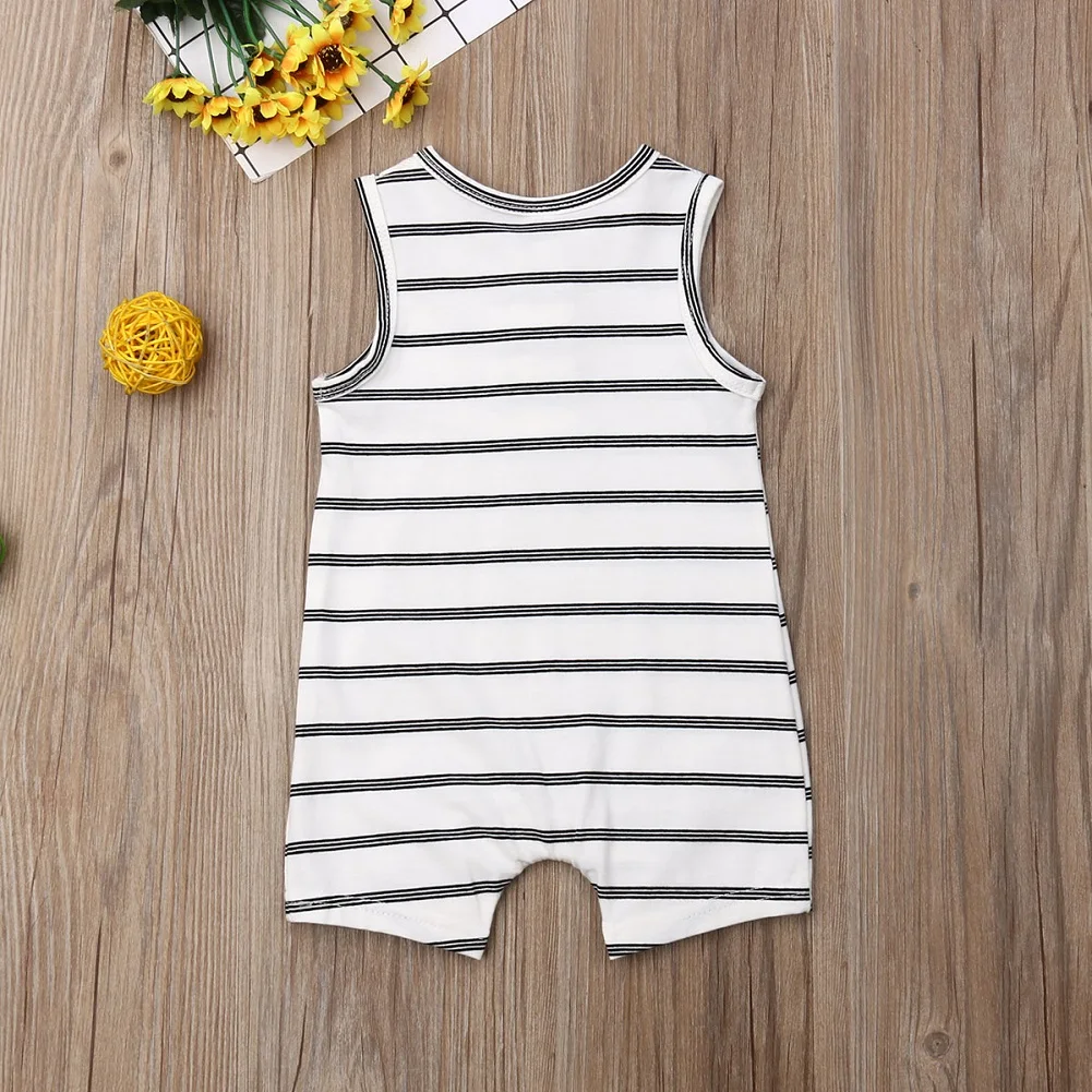 2019 Baby Summer Clothing 0-24 Newborn Infant Boy Girl Striped Romper Clothes Sleeveless Outfit Jumpsuit | Детская одежда и обувь