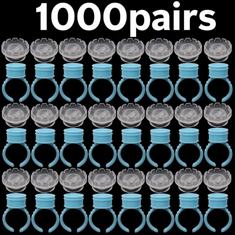1000Pairs 5/500 пар, набор инструментов для ресниц, пластиковый голубой глаз, клей для ресниц, держатель, кольцо, поддон+ цветочная чашка для наращивания ресниц, инструменты для макияжа - Цвет: 1000Pairs