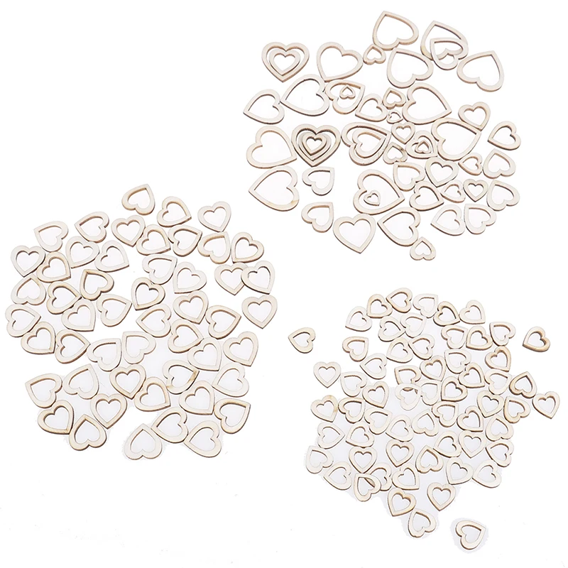 

50pcs DIY Wooden Hollowed Heart Wedding Decor Mixed Handicraft Decoration For Arts Scrapbooking Embellishments Crafts