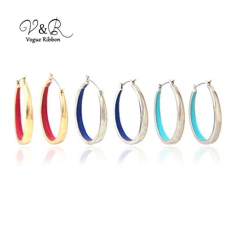 Бесконечные непрерывные внутренние эмалированные серьги-кольца модные