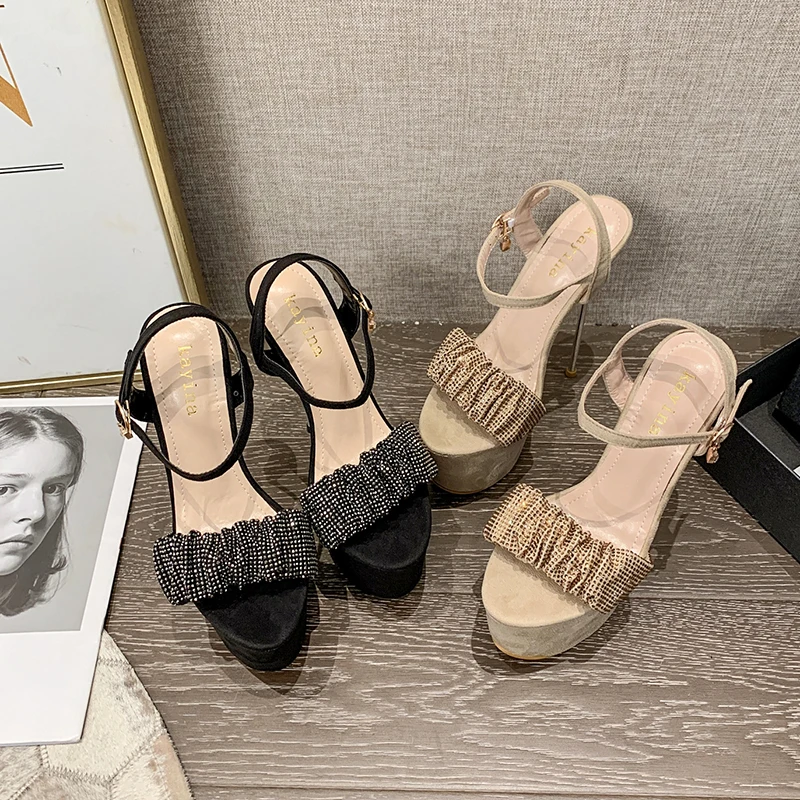 Сандалии женские на шпильке 18 см очень пикантные туфли-лодочки высокий каблук