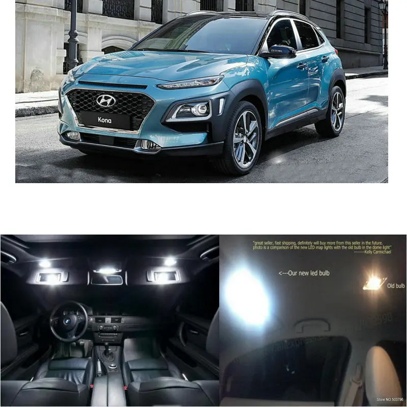 Светодиодный интерьер автомобиля огни для Hyundai kona номер купольная карта стопы