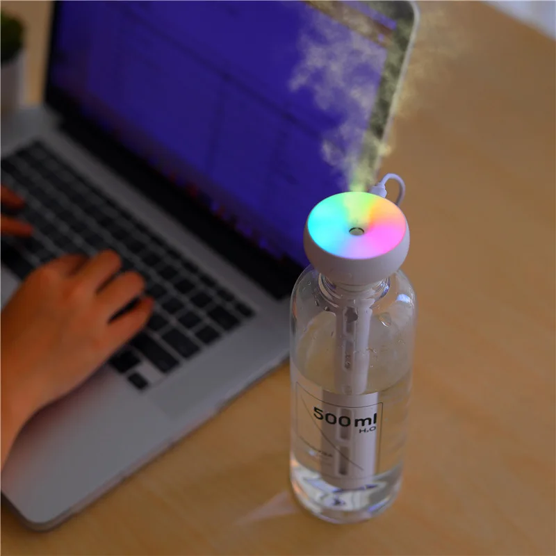 

USB Portable Air Humidifier Bottle Aroma Diffuser Mini Humidifier with Light Mist Maker for Home Car Humidification