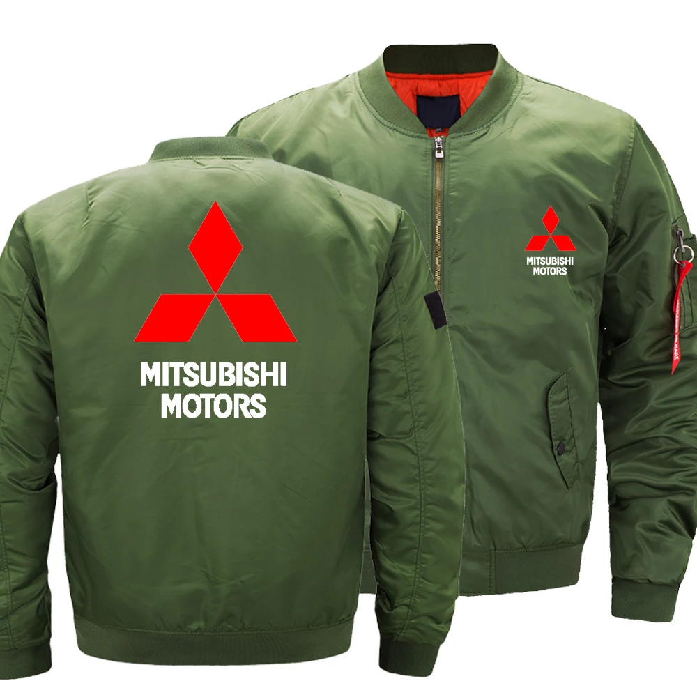 

New Fashion Autumn Winter Mitsubishi Motors Logo Jacket Men Round Collar Baseball Flight Jacket Male Uniform Coat