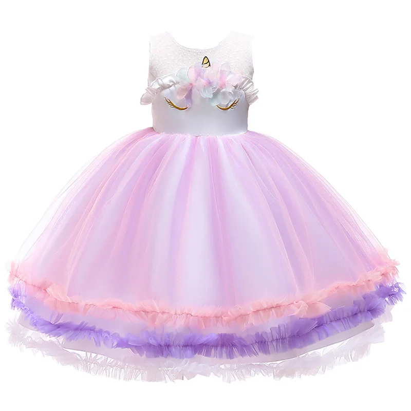 2019 Baby Girls Tutu Dress Rainbow Princess Flower Girl Teenager Birthday Party Wedding For Kids Unicorn Children Vestidos | Детская