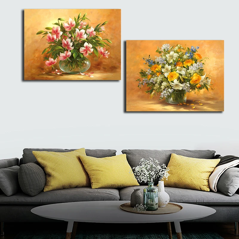 Плакат с желтыми цветами Картина на холсте принтом настенная живопись для