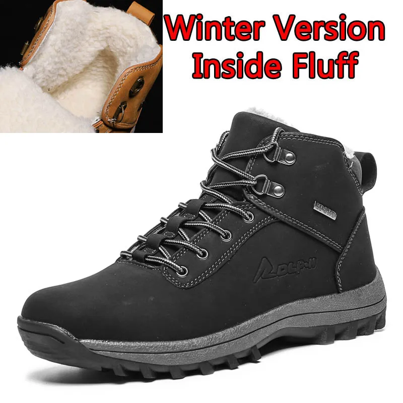 Winter Black SURGUT/ г.; модные зимние ботинки для мужчин; мужская повседневная обувь для взрослых; качественная резиновая обувь с высоким берцем; очень теплые плюшевые ботильоны - Color: Winter Black