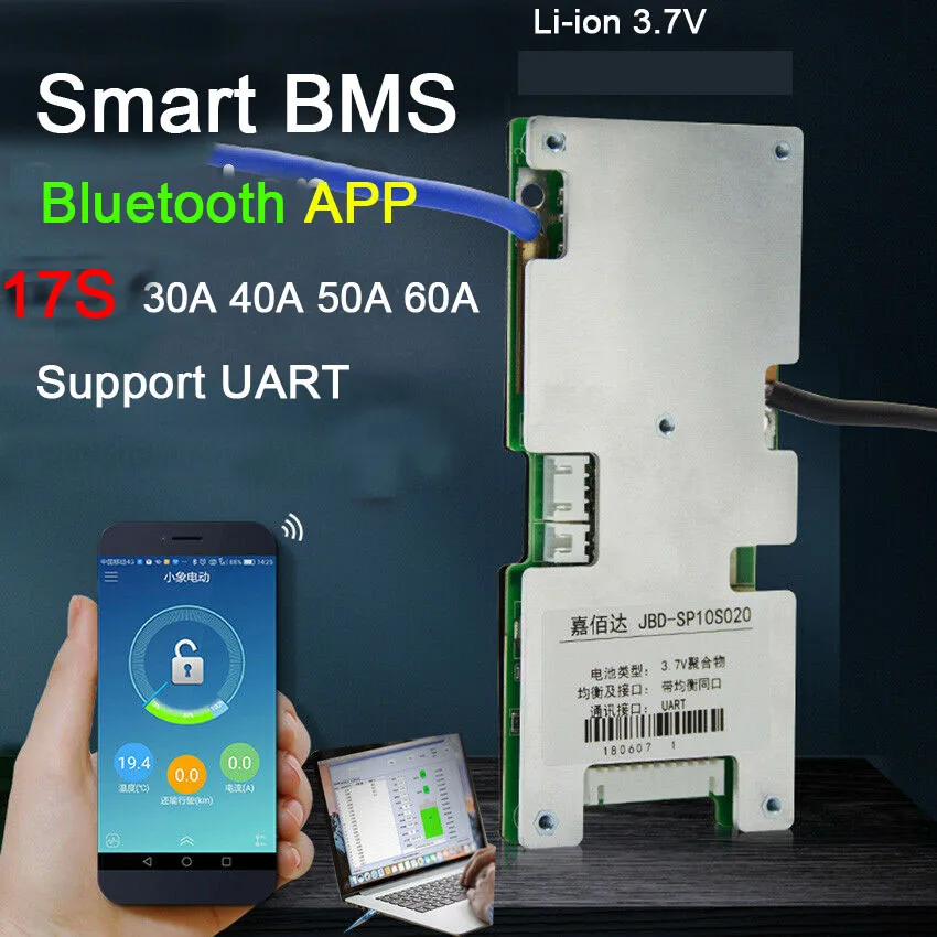 Смарт BMS 17S 60V 60A литий ионный аккумулятор Защитная плата баланс Liion Bluetooth