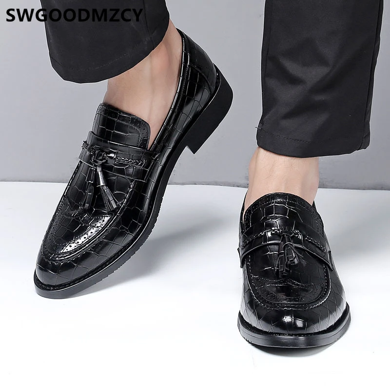Туфли мужские свадебные крокодиловые без застежки лоферы деловые кожаные