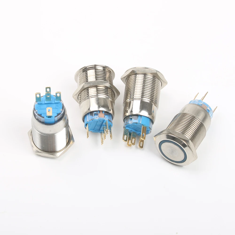 10 шт. 19 мм латунный кнопочный переключатель плоский круглый кольцевой светильник