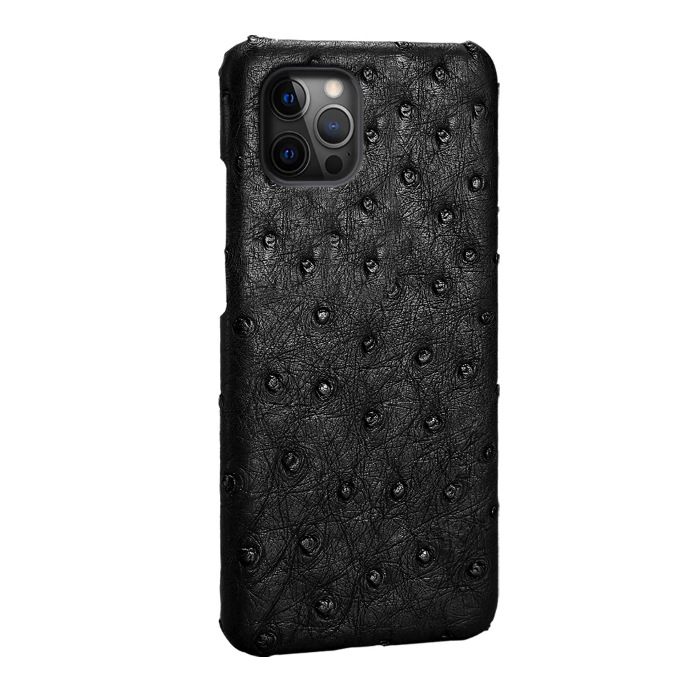 

The New Real Ostrich Leather case For Iphone 12 pro max 12 back cover For iphone 12 pro 12 max case xr xs max 7 8 coque fundas