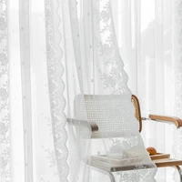 korean lace curtains solid tulle for living room decoration white sheer veil in the bedroom transparent voile window treatments