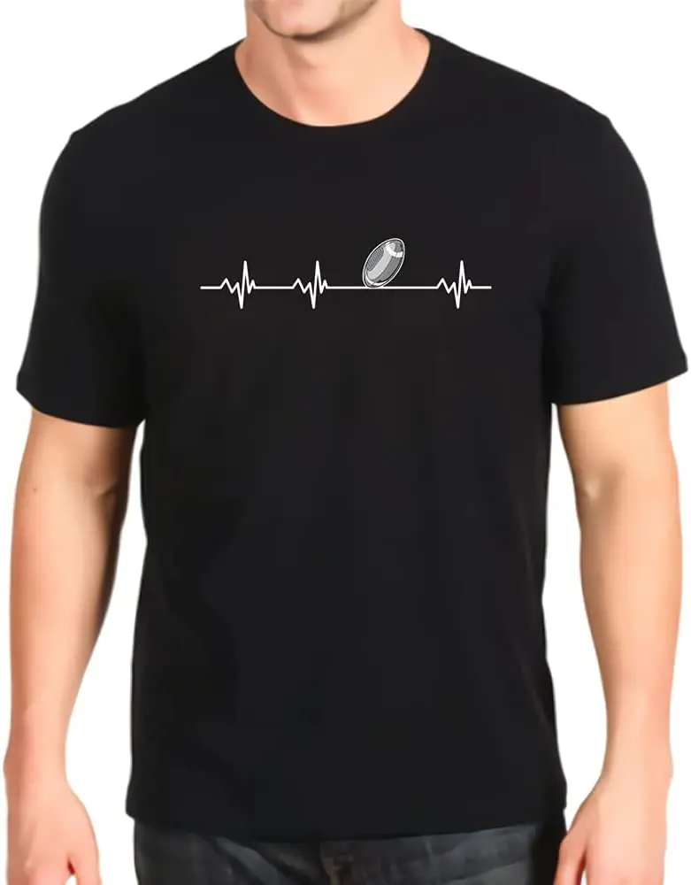 

New Printed T-shirt Heartbeat Baseball Top Mens Short-sleeved Fashion Loose Men