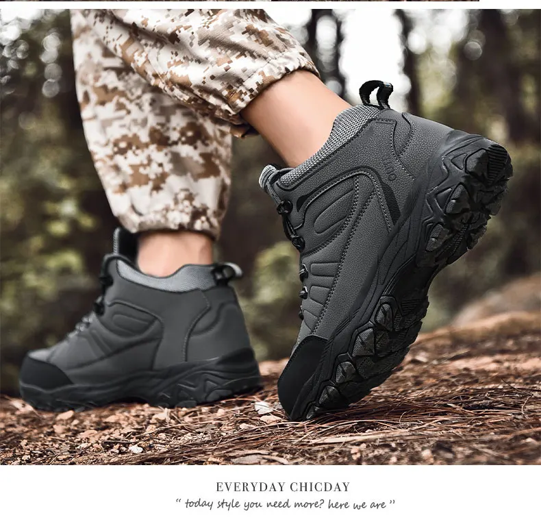 MANLI Genuine Leather Men Outdoor Hiking Shoes Winter With en Leather Boots Waterproof Mountain Climbing Hunting Boots