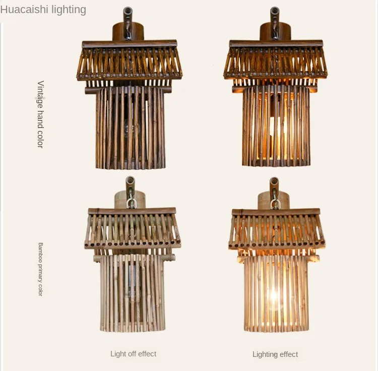 Бамбуковая настенная лампа с простым лицом креативный пасторальный простой