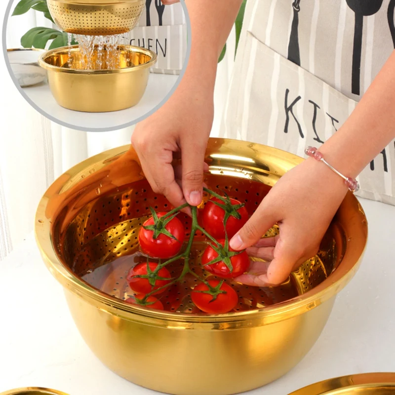 

Hot YO-Kitchen Tool Stainless Steel Drain Pot Strainer Basket Vegetable Cutter Food Chopper Vegetable Cutter Grater