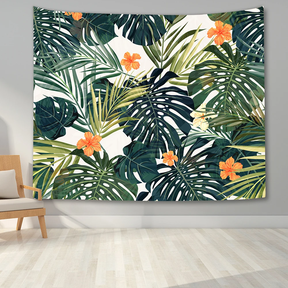 Цветной цветочный настенный гобелен с листьями для спальни домашний декор